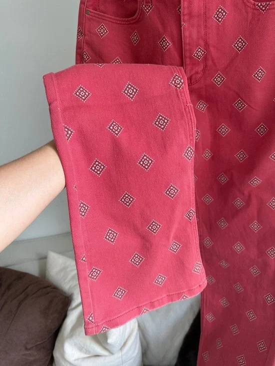 Free People by Wrangler High rise bold boot Women's Red Western Bootcut Jeans - Picture 7 of 9